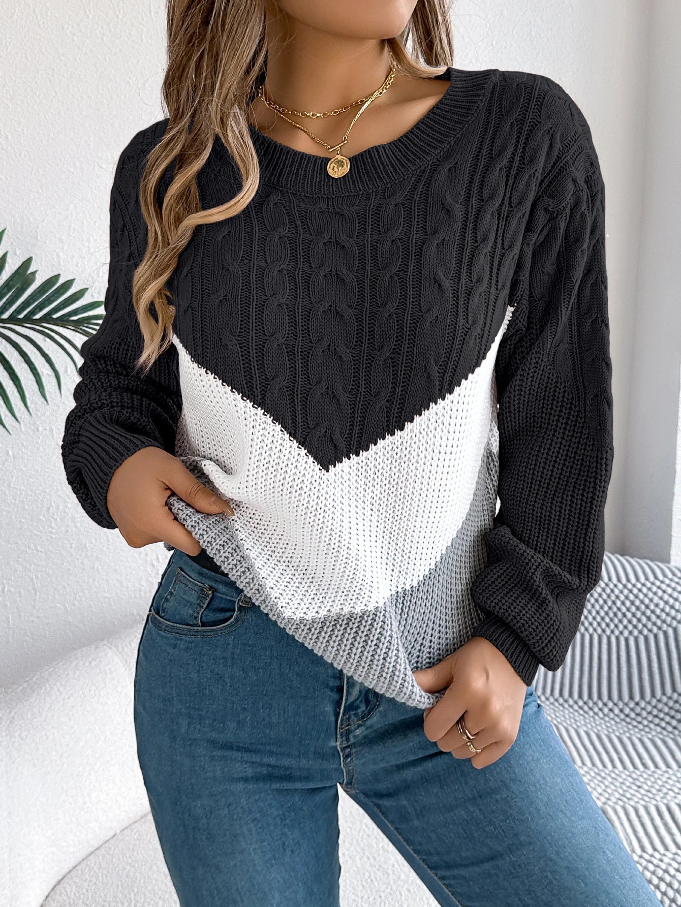 Ever London™ - Chevron Knit Sweater