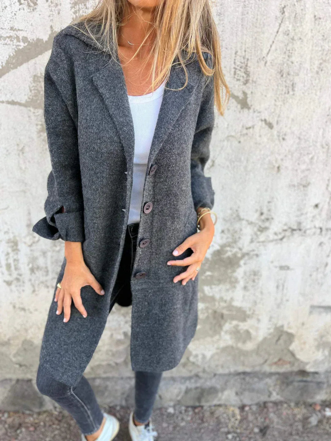 Emily | Casual Single-breasted Coat with Wool Revers